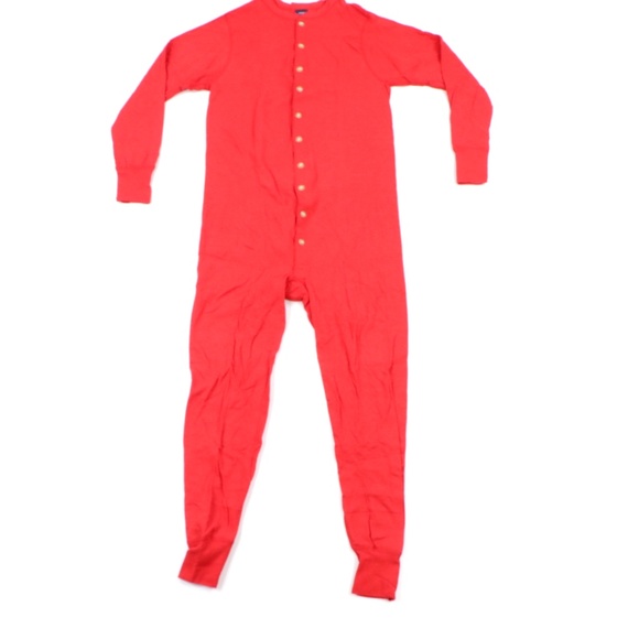 Vintage 80s Duofold Wool Blend Union Suit Red USA - Picture 1 of 7